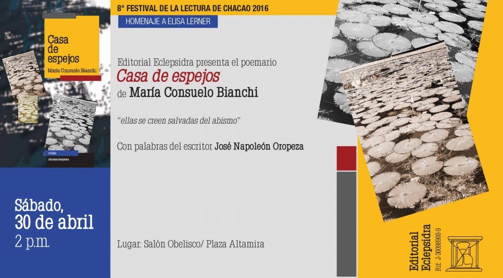 INVITACION poemario CASA DE ESPEJOS de María Consuelo Bianchi
