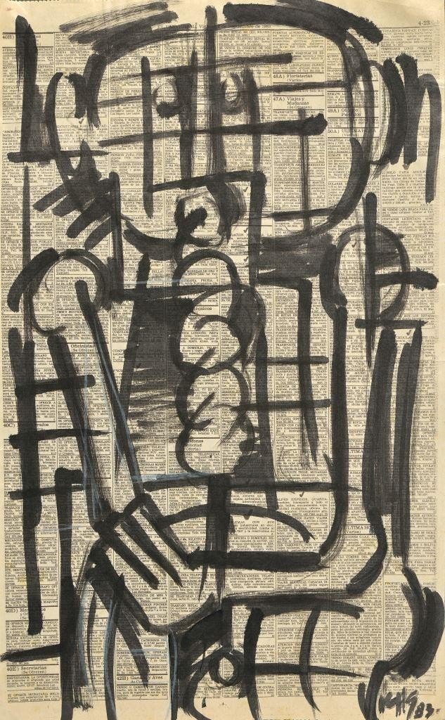 Sin título 1983 Tinta china sobre papel periódico c