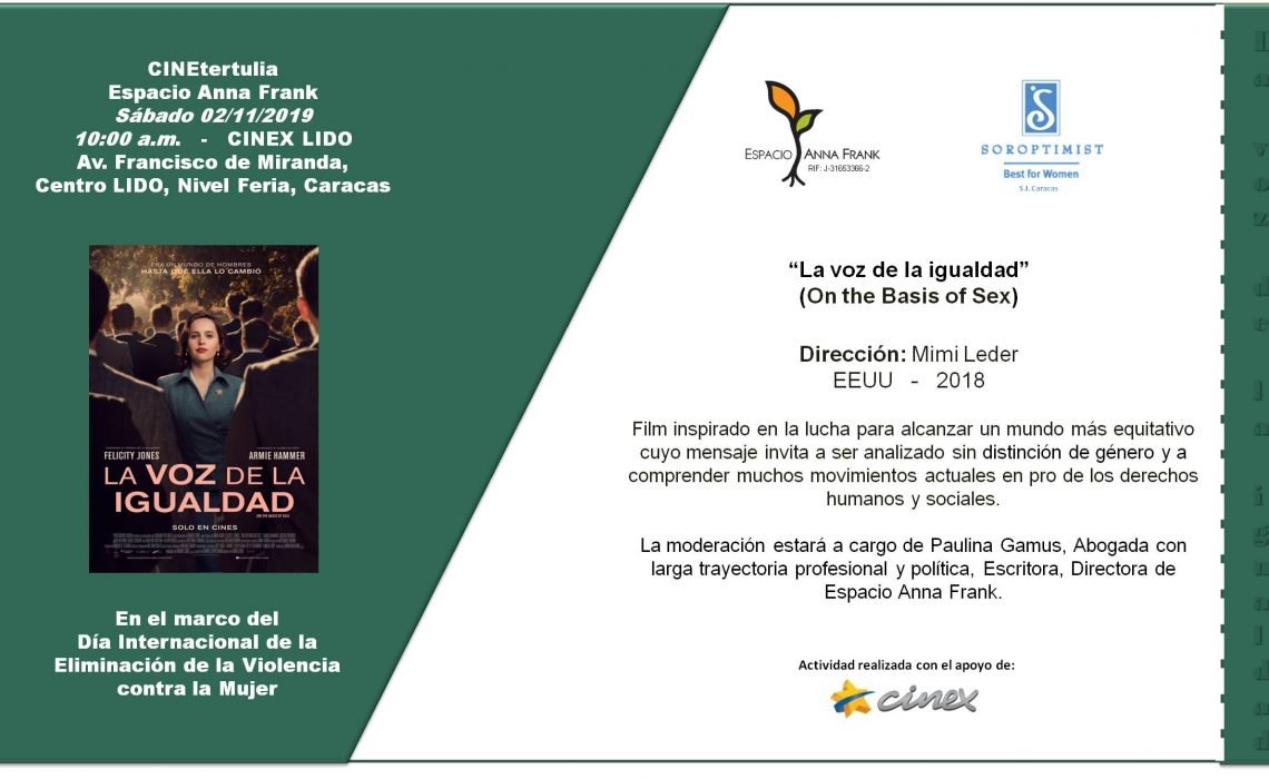 “La voz de la igualdad», en  CINEtertulia  Centro Lido, Caracas